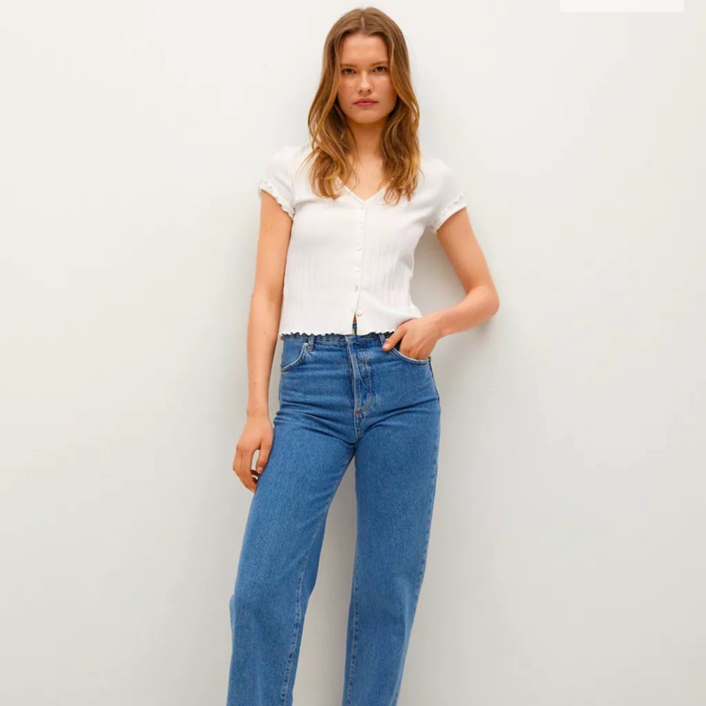 Mango button ribbed tshirt